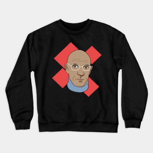 Michel Foucault - Portrait With Squares Crewneck Sweatshirt by isstgeschichte